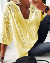 Load image into Gallery viewer, Stitching Lace 3/4 sleeve Blouse