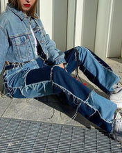 Load image into Gallery viewer, Color Block High Waist Jean Pants