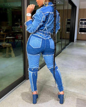 Load image into Gallery viewer, Stitching High Waist Slim Jean Pants