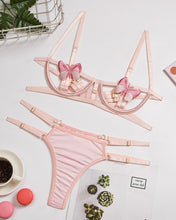 Load image into Gallery viewer, Solid Butterfly Decoration Skinny Strap Bra Sets