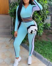 Load image into Gallery viewer, Colorblock Striped Long Sleeve Skinny Suit Sets
