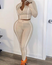 Load image into Gallery viewer, Color Border Long Sleeve Zipper Closure Suit Sets