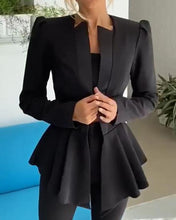 Load image into Gallery viewer, Ruffles Solid Long Sleeve Blazer Coat