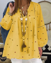 Load image into Gallery viewer, Printing Lace Stitching Long Sleeve Blouse