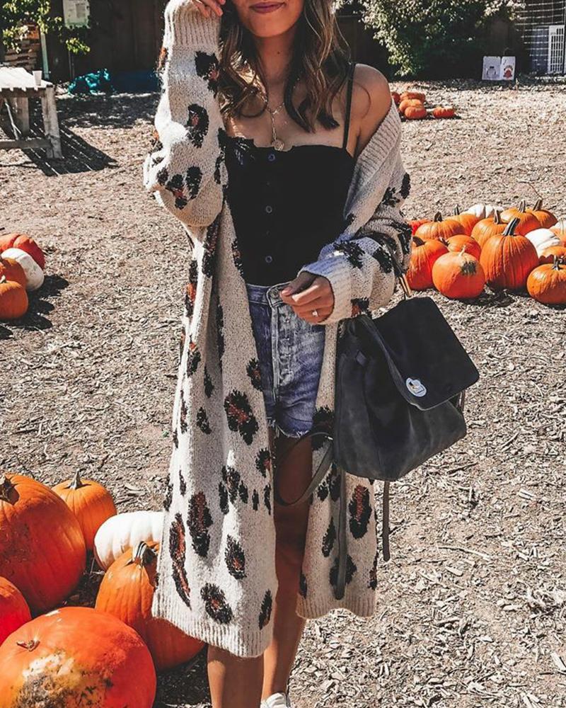 Halloween Leopard Long Sleeve Cardigans