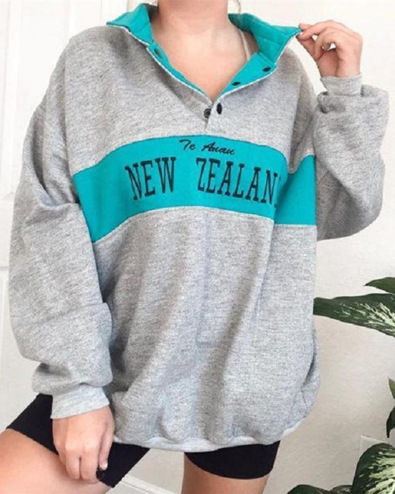 Printing Long Sleeve Loose Sport Sweatshirt