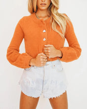 Load image into Gallery viewer, Solid Long Sleeve Button-down Cropped Carddigans
