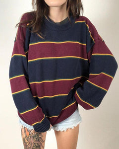 Striped Colorblock Long Sleeve Sweater