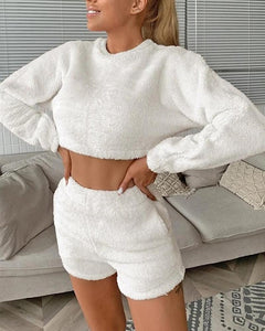 Solid Color Long Sleeve Sweater Suit Sets