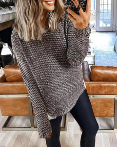 Colorblock Long Sleeve Knit Casual Sweater