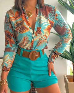 Floral Long Sleeve Loose Blouse