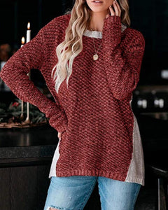 Colorblock Long Sleeve Knit Casual Sweater