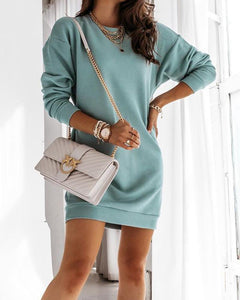 Solid Long Sleeve Back Cut-out Loose Sweatshirts