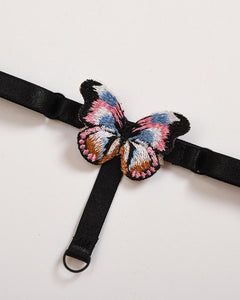 Solid Yarn Splicing Butterfly Decoration Bra Sets